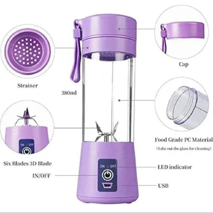 Portable 6 cuts Blender Home USB Rechargeable Electric Fruit Extractor Juice Blender Machine | Mini Smoothie Maker